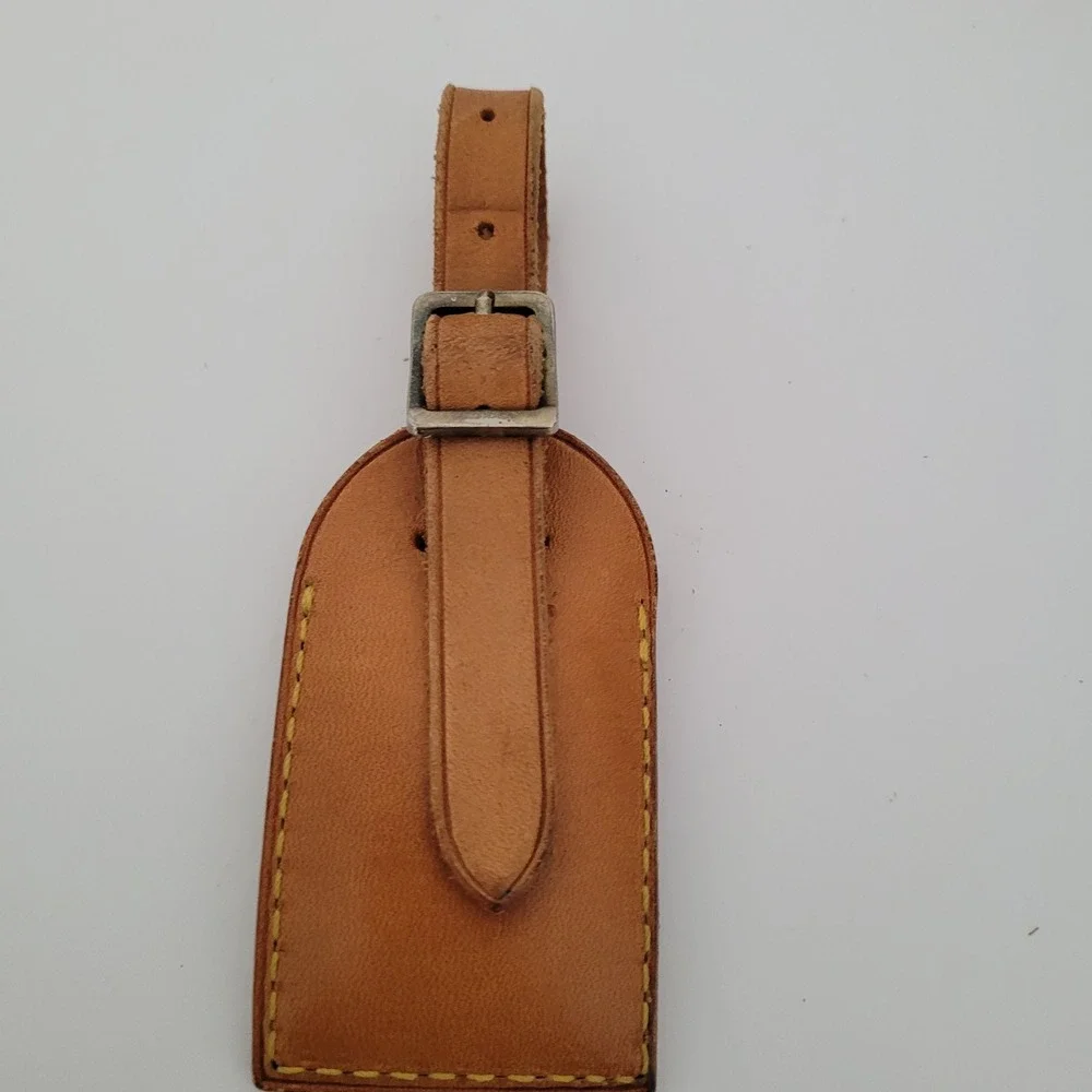 Louis Vuitton Vachetta Leather Luggage Tag Tan Made in France Authentic Travel